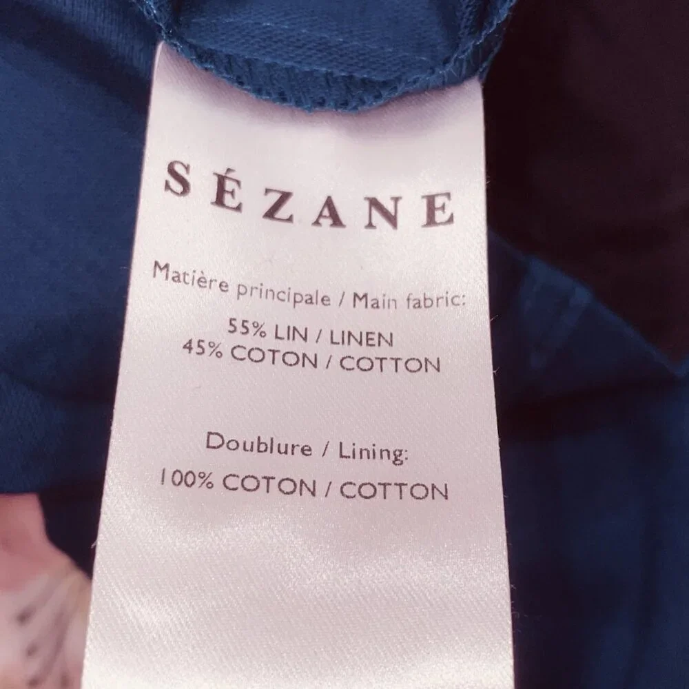 EUC Sezane Jude Linen Cotton Cropped Pant Indigo Blue 36, 4, S